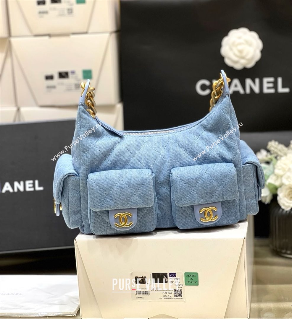 Chanel Washed Denim Maxi Hobo Bag AS5339 Light Blue 2025 Top Quality (SHUNY-25031912)