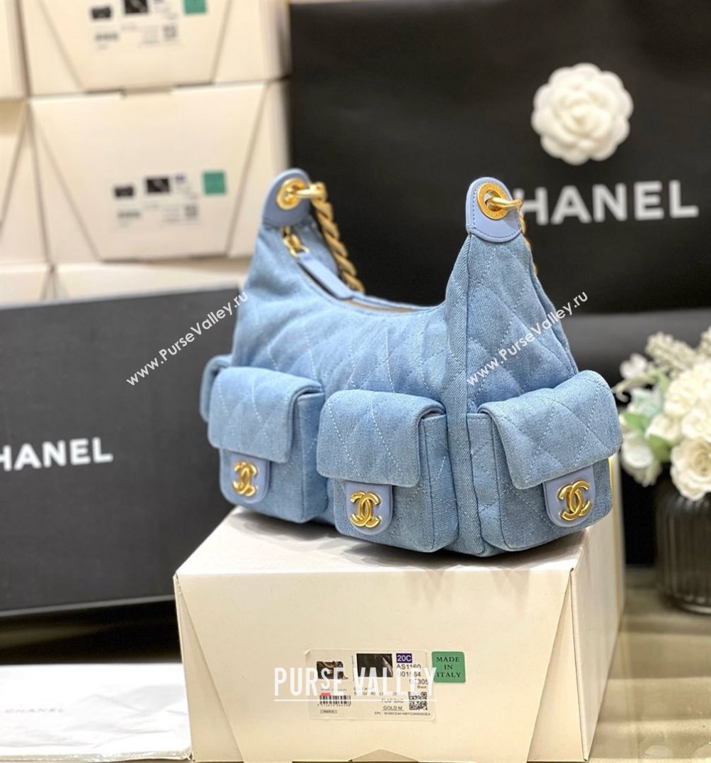 Chanel Washed Denim Maxi Hobo Bag AS5339 Light Blue 2025 Top Quality (SHUNY-25031912)