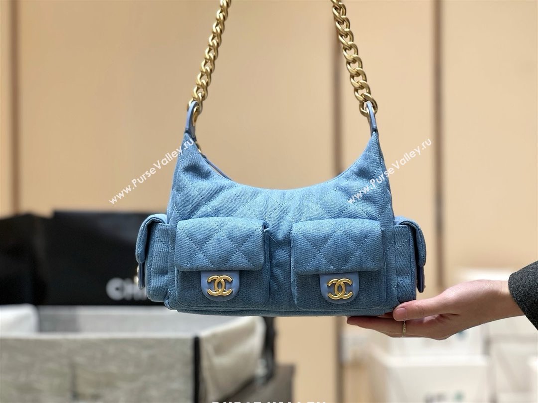Chanel Washed Denim Maxi Hobo Bag AS5339 Light Blue 2025 Top Quality (SHUNY-25031912)