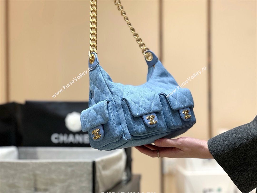 Chanel Washed Denim Maxi Hobo Bag AS5339 Light Blue 2025 Top Quality (SHUNY-25031912)