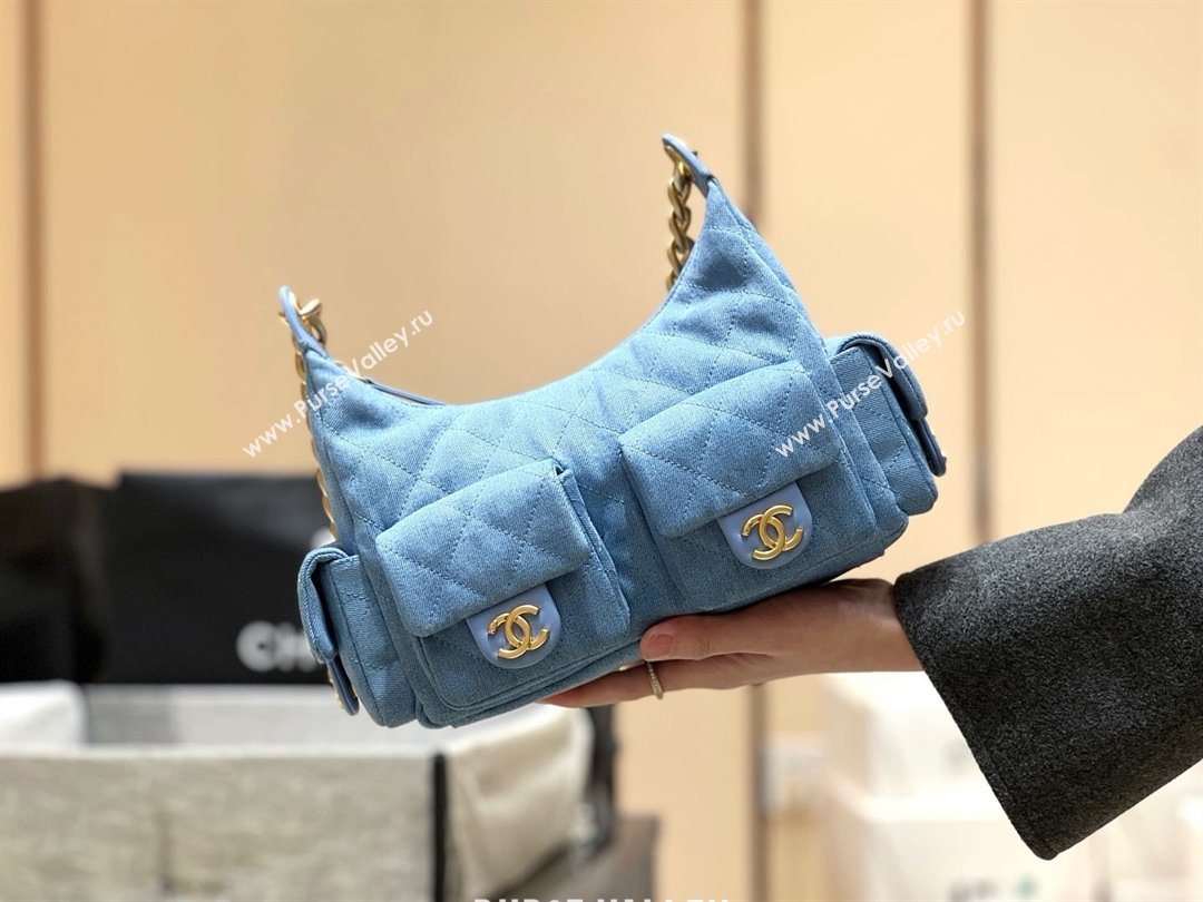 Chanel Washed Denim Maxi Hobo Bag AS5339 Light Blue 2025 Top Quality (SHUNY-25031912)