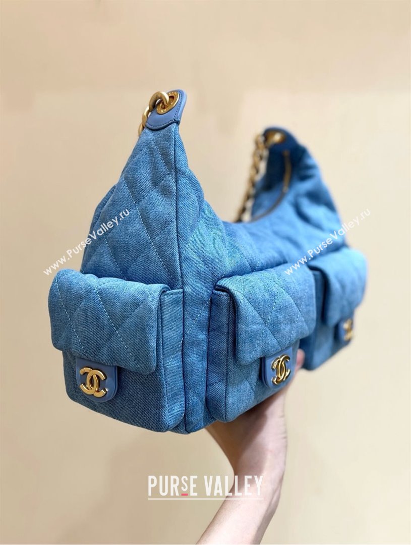 Chanel Washed Denim Large Hobo Bag AS5302 Light Blue 2025 Top Quality (SHUNY-25031909)