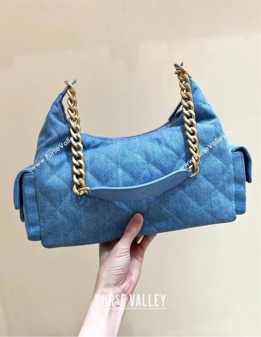 Chanel Washed Denim Large Hobo Bag AS5302 Light Blue 2025 Top Quality (SHUNY-25031909)