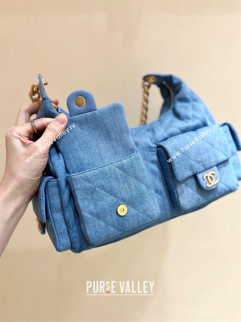 Chanel Washed Denim Large Hobo Bag AS5302 Light Blue 2025 Top Quality (SHUNY-25031909)