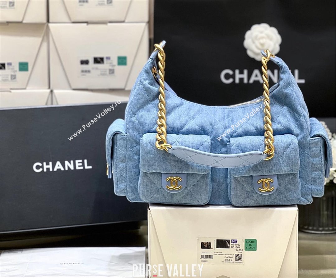 Chanel Washed Denim Large Hobo Bag AS5302 Light Blue 2025 Top Quality (SHUNY-25031909)
