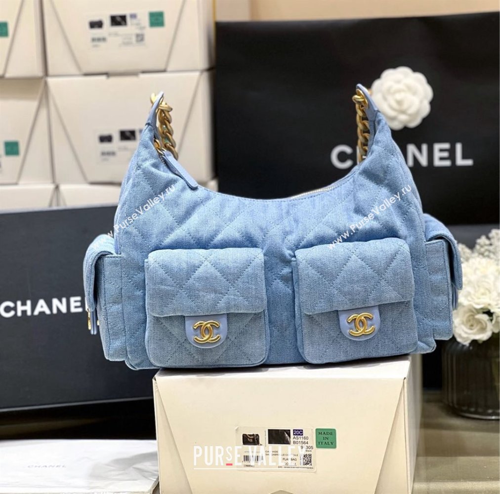 Chanel Washed Denim Large Hobo Bag AS5302 Light Blue 2025 Top Quality (SHUNY-25031909)
