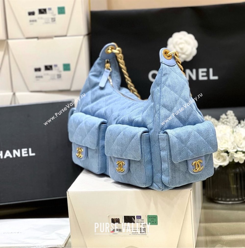 Chanel Washed Denim Large Hobo Bag AS5302 Light Blue 2025 Top Quality (SHUNY-25031909)
