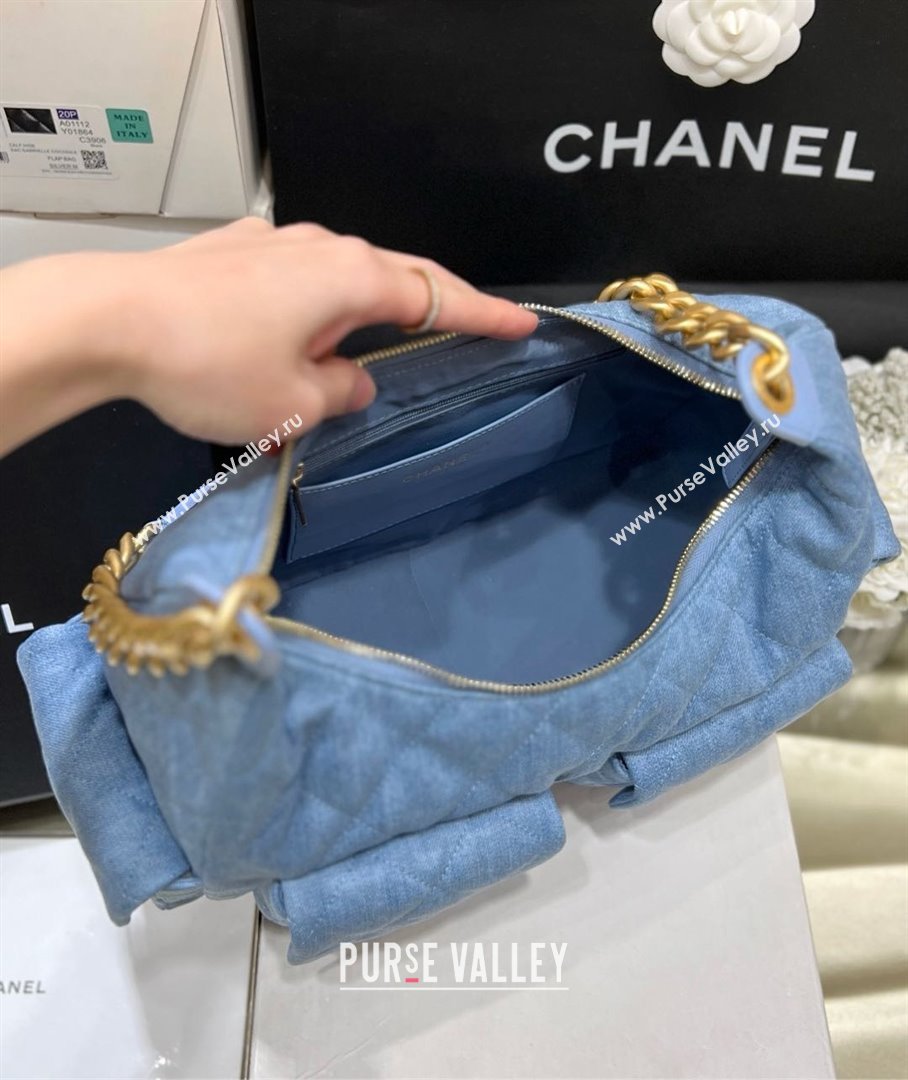 Chanel Washed Denim Large Hobo Bag AS5302 Light Blue 2025 Top Quality (SHUNY-25031909)