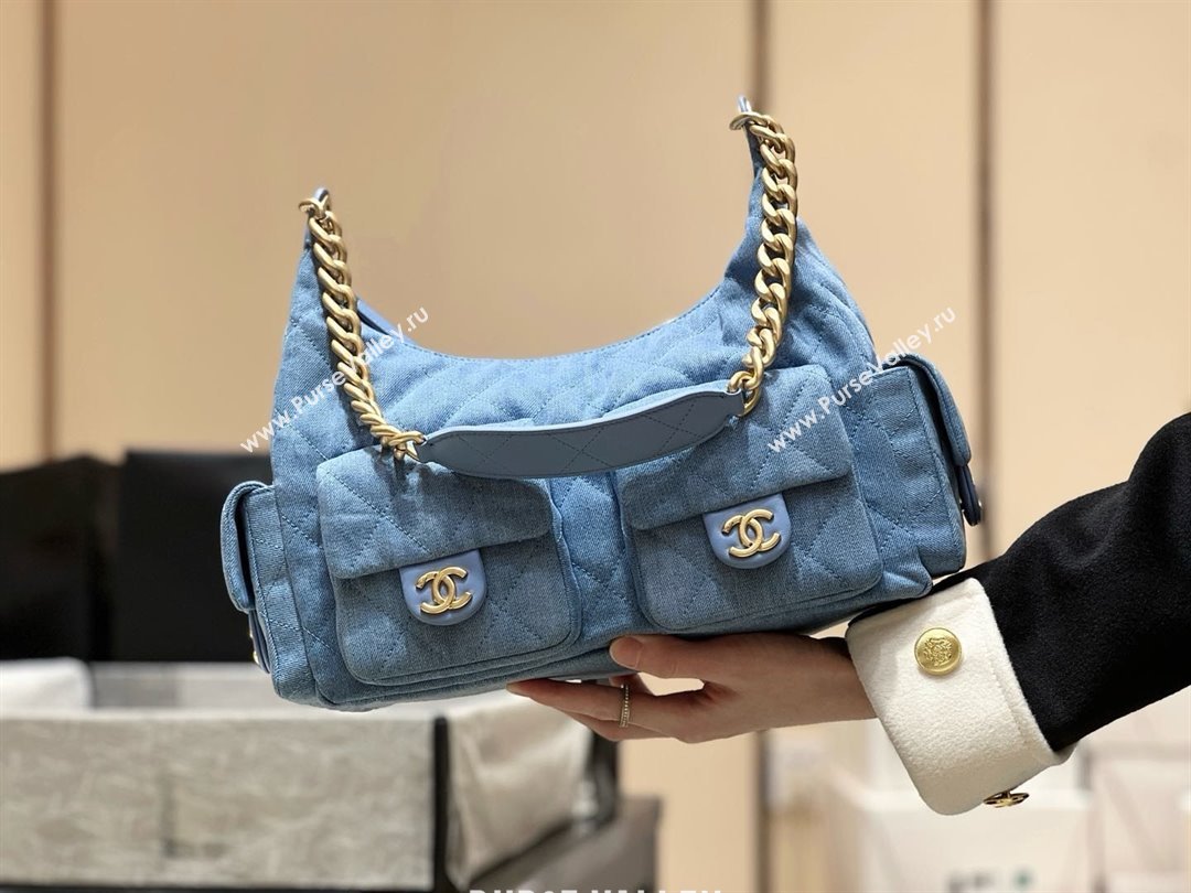 Chanel Washed Denim Large Hobo Bag AS5302 Light Blue 2025 Top Quality (SHUNY-25031909)