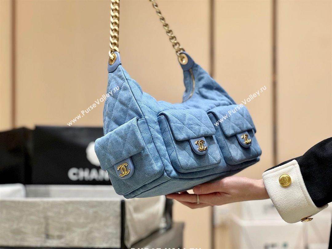Chanel Washed Denim Large Hobo Bag AS5302 Light Blue 2025 Top Quality (SHUNY-25031909)