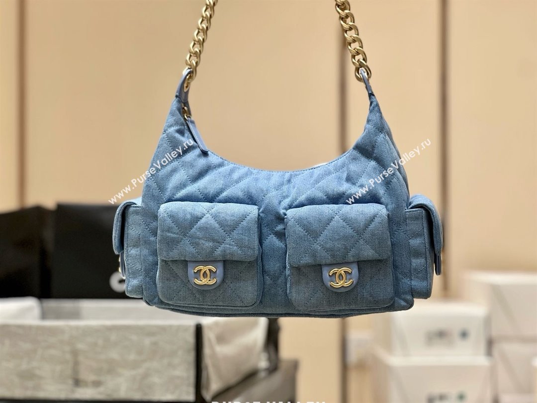 Chanel Washed Denim Large Hobo Bag AS5302 Light Blue 2025 Top Quality (SHUNY-25031909)