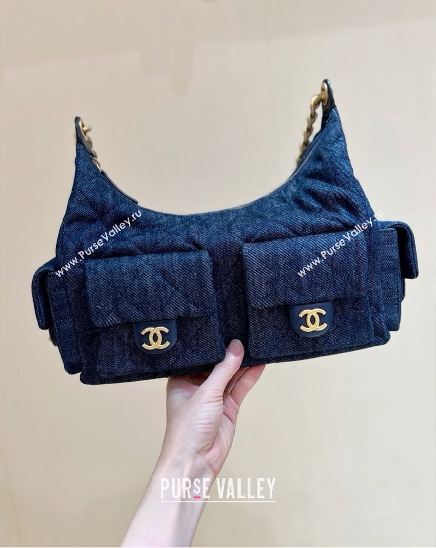 Chanel Washed Denim Large Hobo Bag AS5302 Deep Blue 2025 Top Quality (SHUNY-25031910)