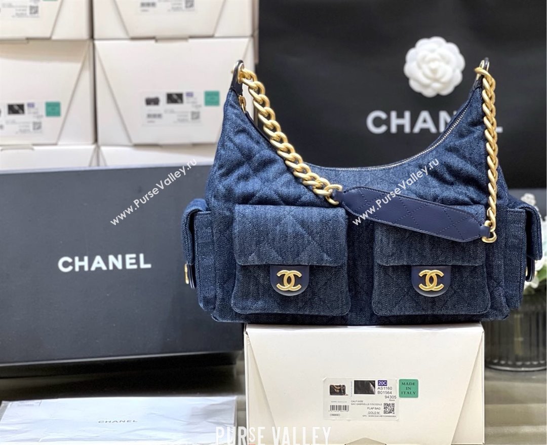 Chanel Washed Denim Large Hobo Bag AS5302 Deep Blue 2025 Top Quality (SHUNY-25031910)
