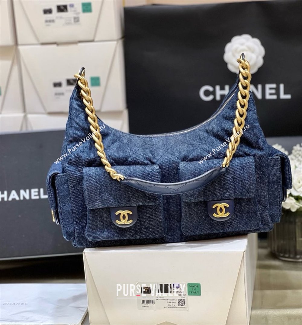 Chanel Washed Denim Large Hobo Bag AS5302 Deep Blue 2025 Top Quality (SHUNY-25031910)