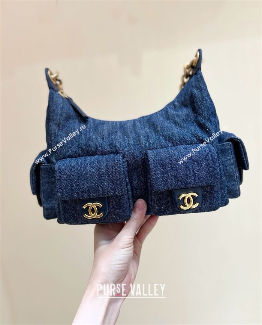 Chanel Washed Denim Maxi Hobo Bag AS5339 Deep Blue 2025 Top Quality (SHUNY-25031911)