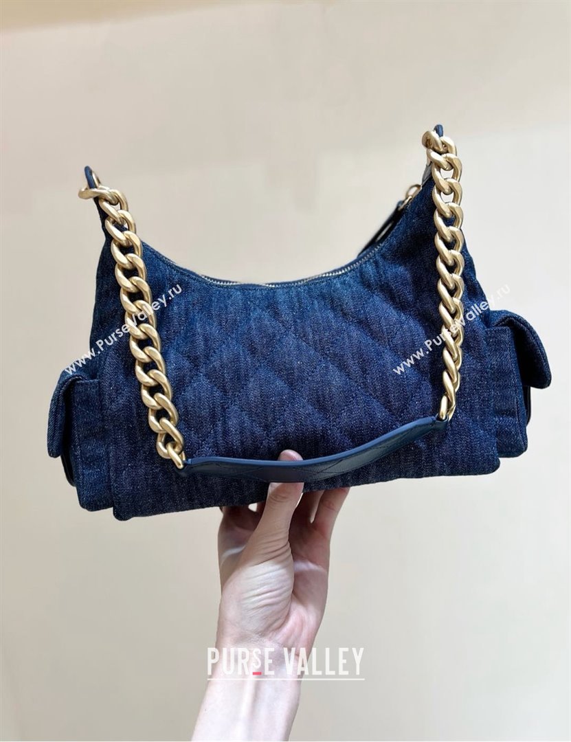 Chanel Washed Denim Maxi Hobo Bag AS5339 Deep Blue 2025 Top Quality (SHUNY-25031911)