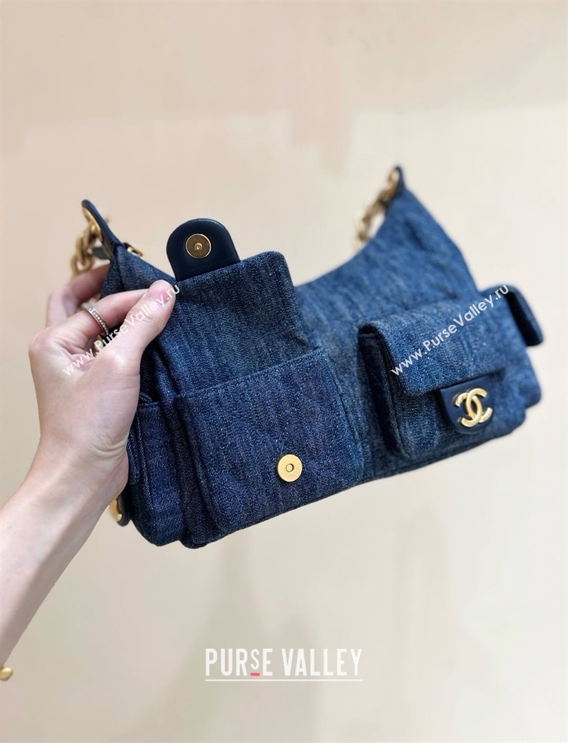 Chanel Washed Denim Maxi Hobo Bag AS5339 Deep Blue 2025 Top Quality (SHUNY-25031911)