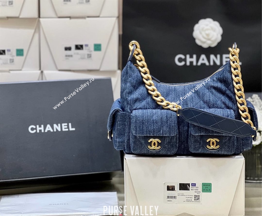 Chanel Washed Denim Maxi Hobo Bag AS5339 Deep Blue 2025 Top Quality (SHUNY-25031911)