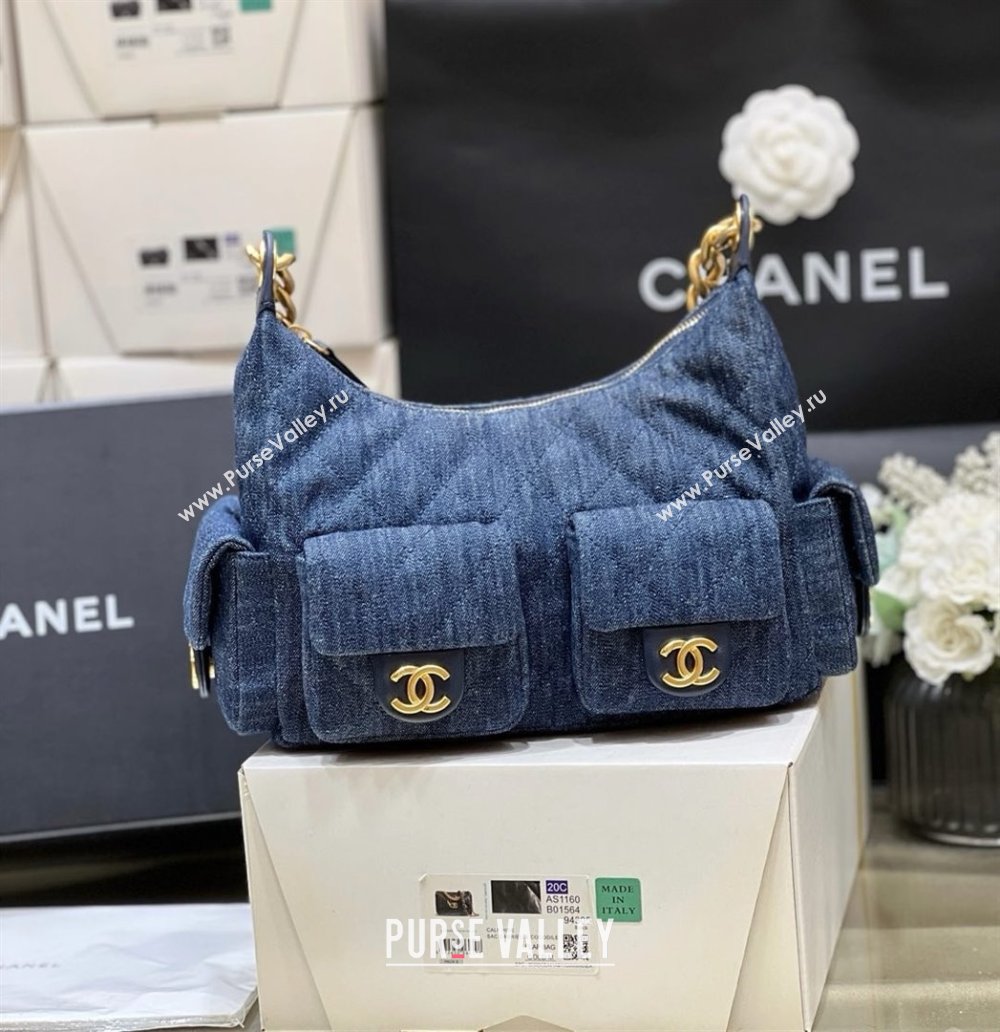 Chanel Washed Denim Maxi Hobo Bag AS5339 Deep Blue 2025 Top Quality (SHUNY-25031911)