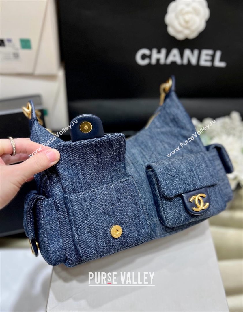 Chanel Washed Denim Maxi Hobo Bag AS5339 Deep Blue 2025 Top Quality (SHUNY-25031911)