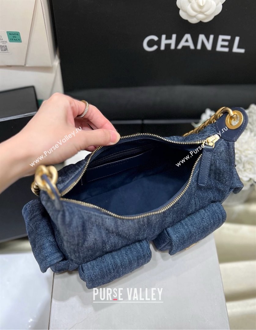 Chanel Washed Denim Maxi Hobo Bag AS5339 Deep Blue 2025 Top Quality (SHUNY-25031911)