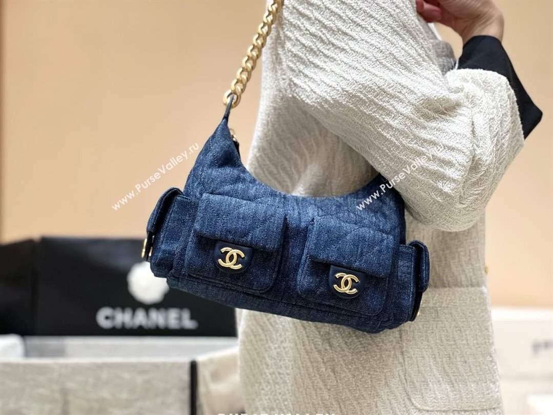 Chanel Washed Denim Maxi Hobo Bag AS5339 Deep Blue 2025 Top Quality (SHUNY-25031911)
