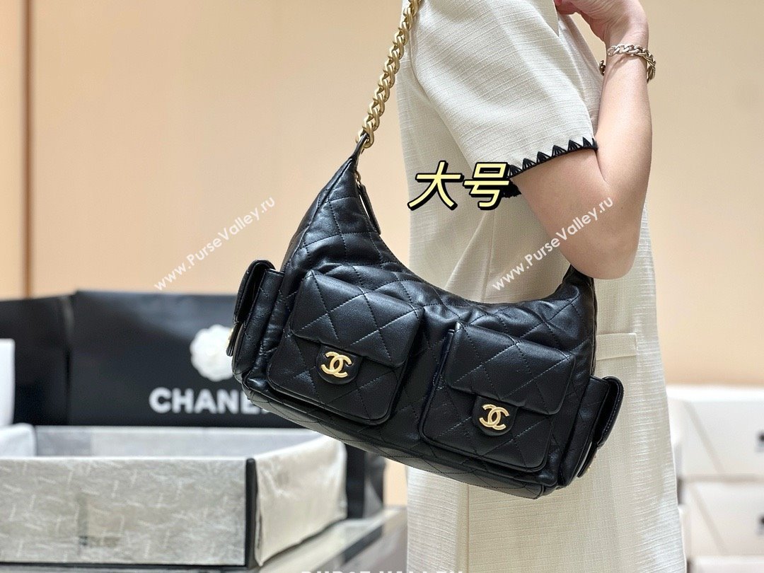 Chanel Lambskin Large Hobo Bag AS5302 Black 2025 Top Quality (SHUNY-25031913)
