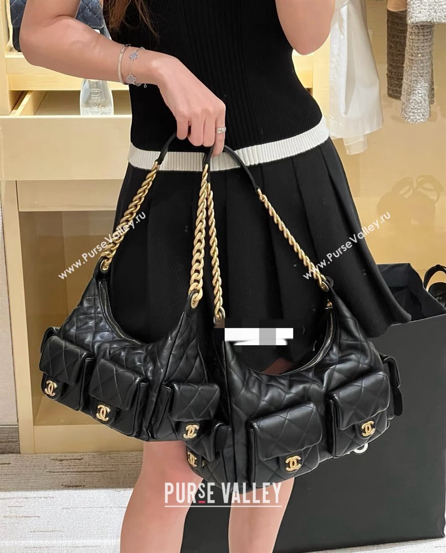 Chanel Lambskin Large Hobo Bag AS5302 Black 2025 Top Quality (SHUNY-25031913)