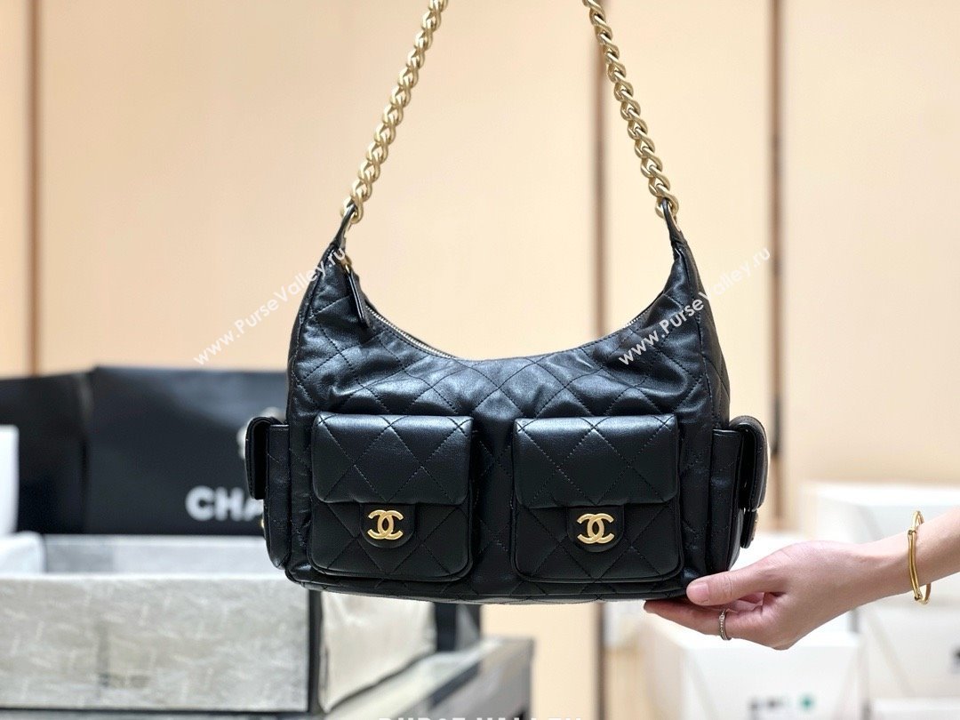 Chanel Lambskin Large Hobo Bag AS5302 Black 2025 Top Quality (SHUNY-25031913)