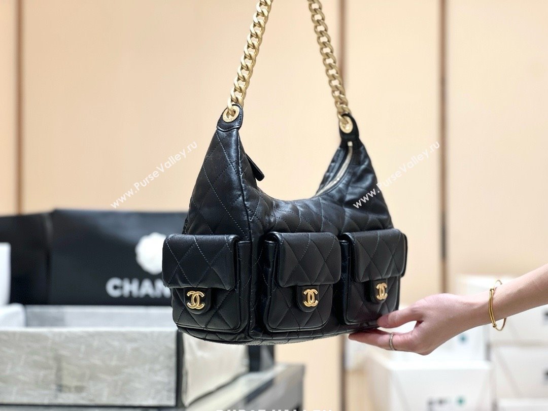 Chanel Lambskin Large Hobo Bag AS5302 Black 2025 Top Quality (SHUNY-25031913)