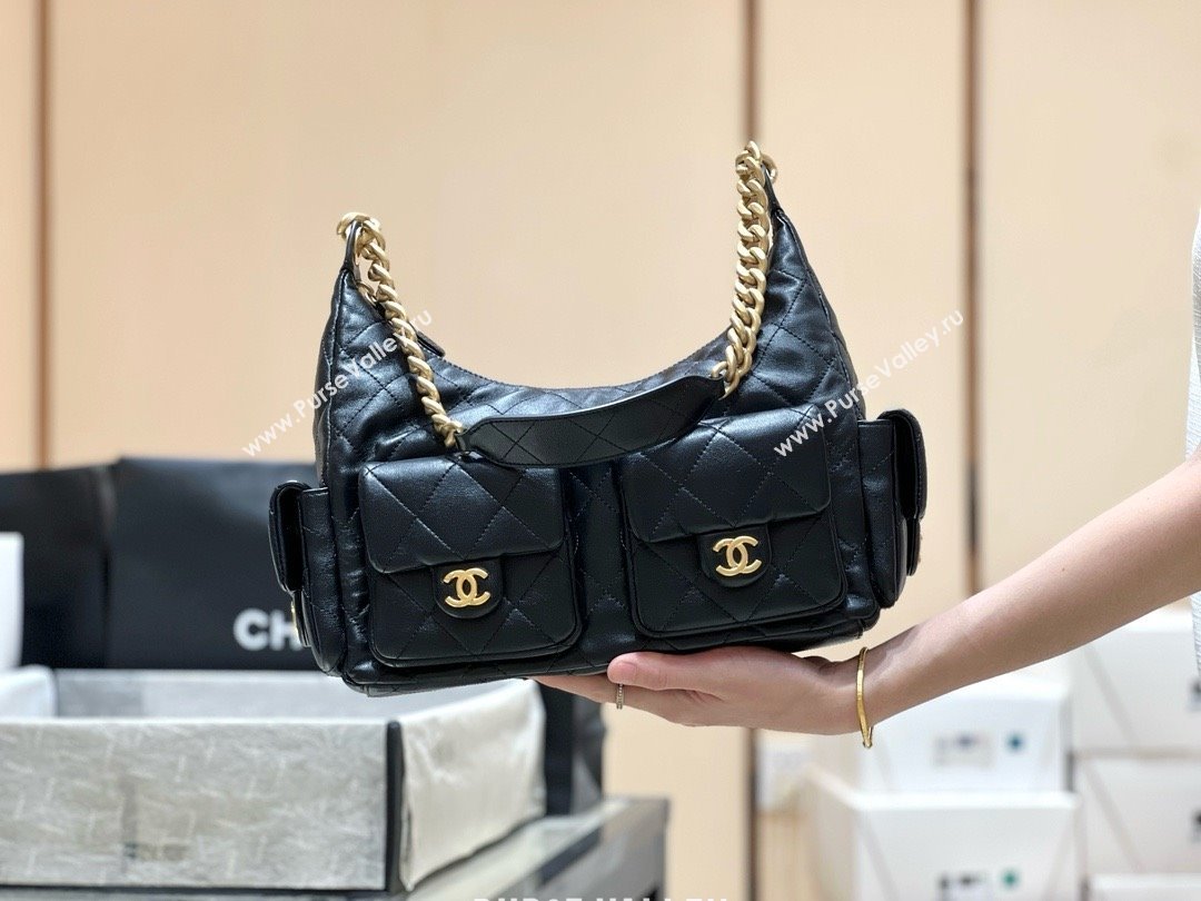 Chanel Lambskin Large Hobo Bag AS5302 Black 2025 Top Quality (SHUNY-25031913)