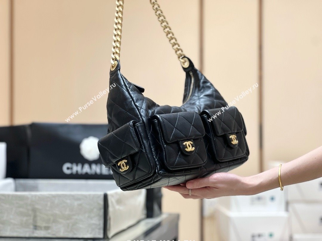 Chanel Lambskin Large Hobo Bag AS5302 Black 2025 Top Quality (SHUNY-25031913)