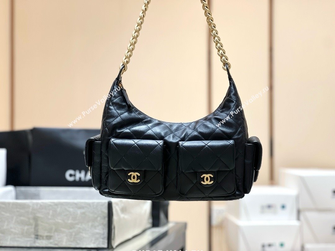 Chanel Lambskin Large Hobo Bag AS5302 Black 2025 Top Quality (SHUNY-25031913)