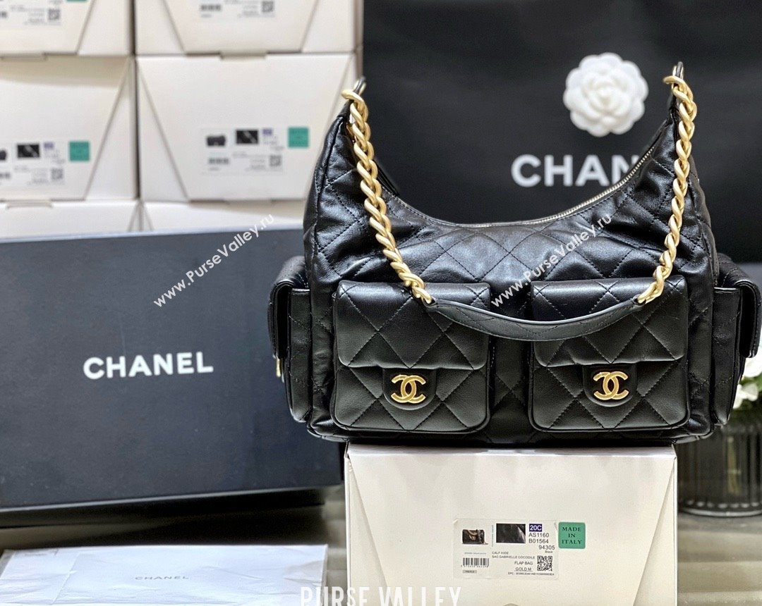 Chanel Lambskin Large Hobo Bag AS5302 Black 2025 Top Quality (SHUNY-25031913)