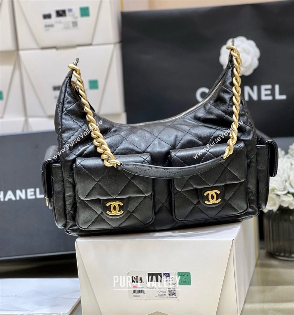 Chanel Lambskin Large Hobo Bag AS5302 Black 2025 Top Quality (SHUNY-25031913)