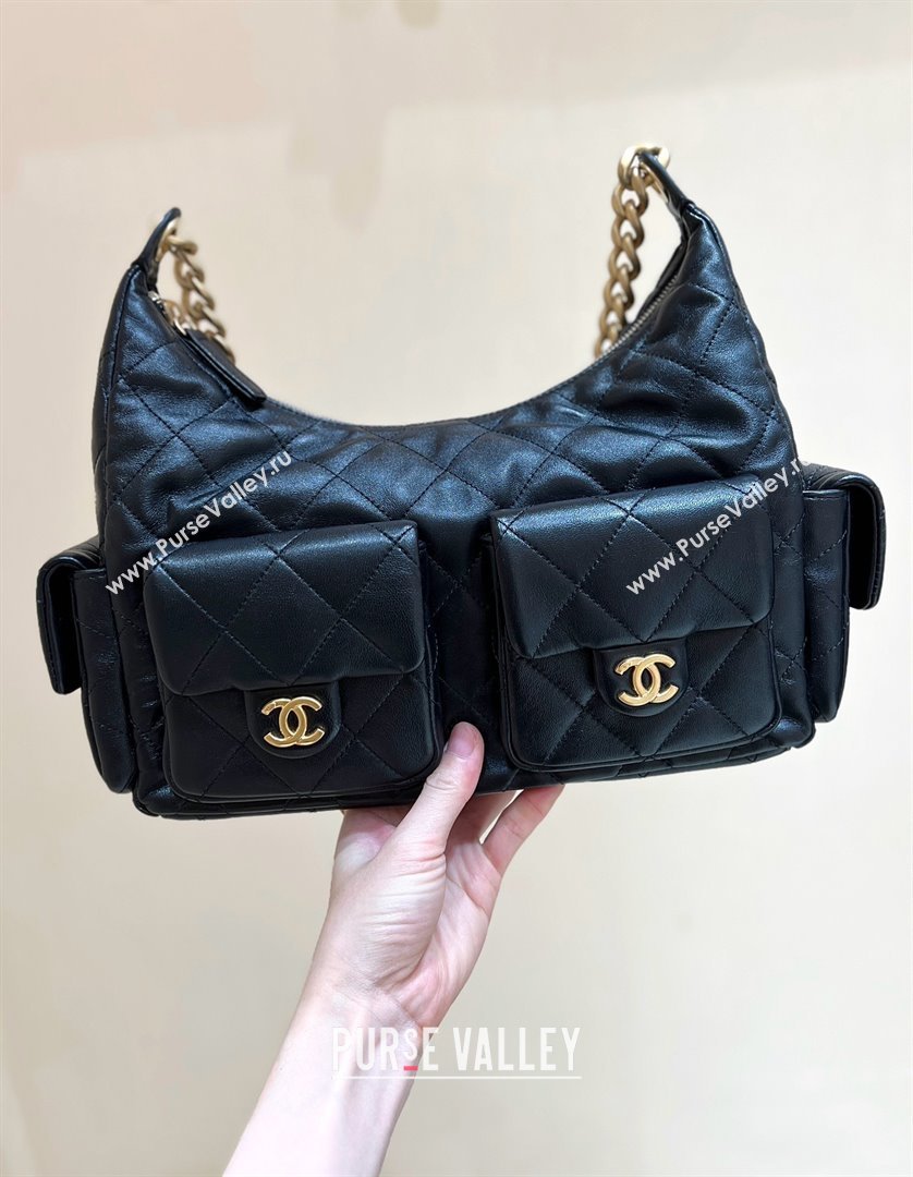 Chanel Lambskin Large Hobo Bag AS5302 Black 2025 Top Quality (SHUNY-25031913)