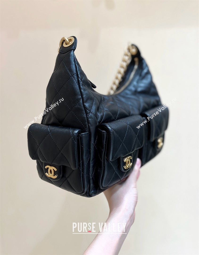 Chanel Lambskin Large Hobo Bag AS5302 Black 2025 Top Quality (SHUNY-25031913)