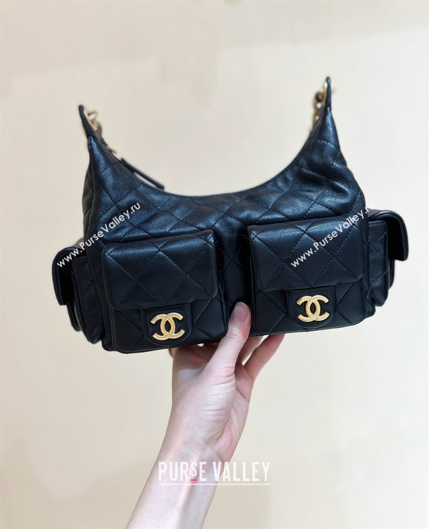 Chanel Lambskin Maxi Hobo Bag AS5339 Black 2025 Top Quality (SHUNY-25031914)
