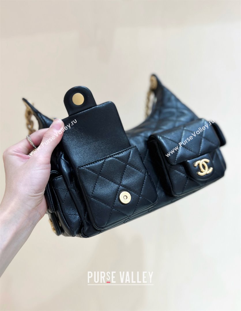 Chanel Lambskin Maxi Hobo Bag AS5339 Black 2025 Top Quality (SHUNY-25031914)