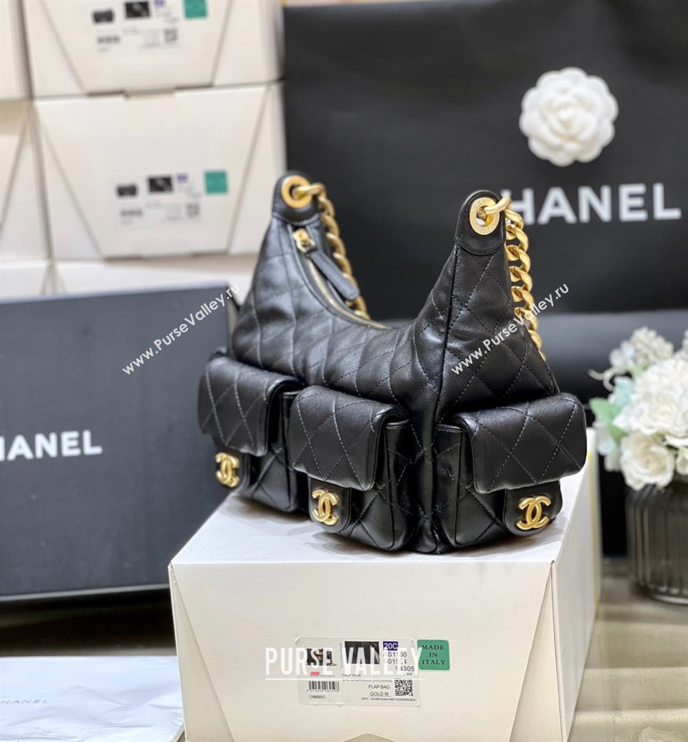 Chanel Lambskin Maxi Hobo Bag AS5339 Black 2025 Top Quality (SHUNY-25031914)