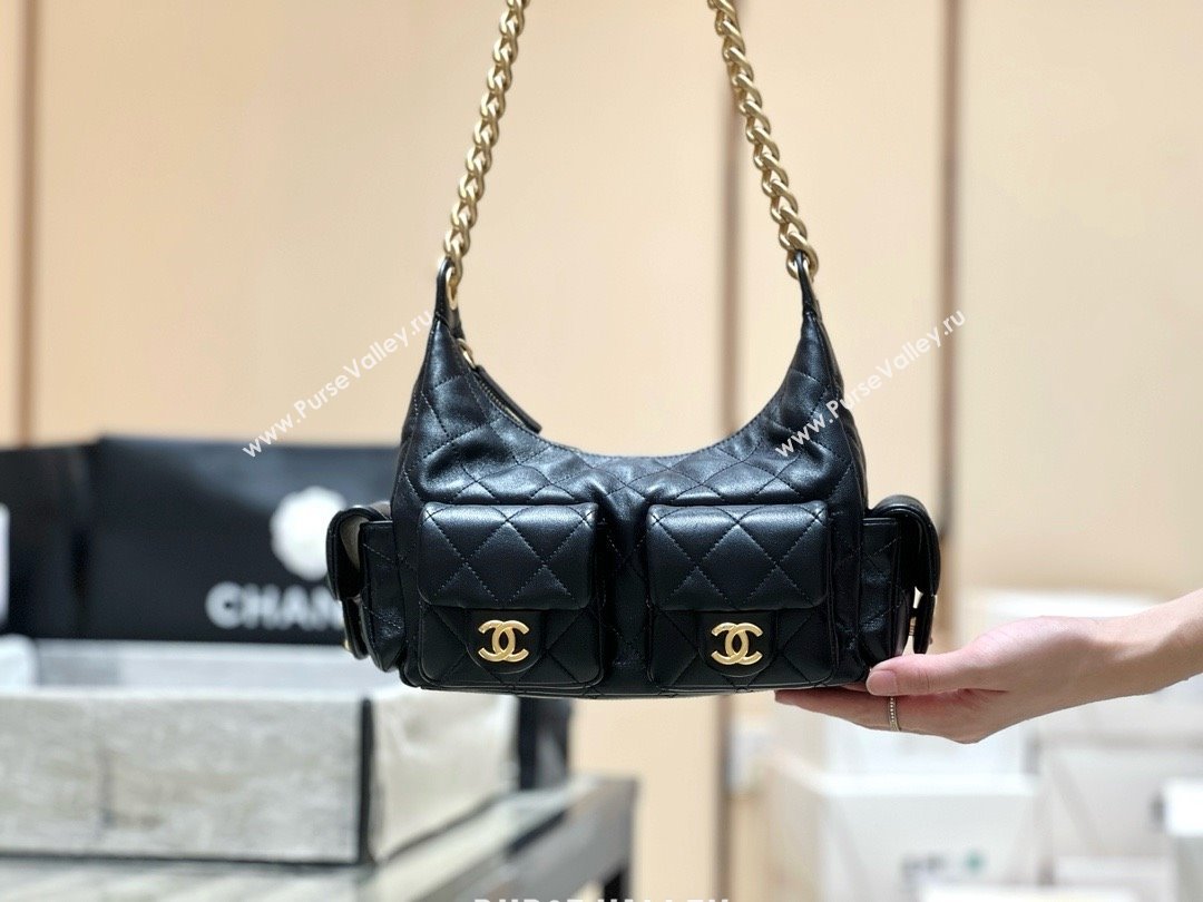 Chanel Lambskin Maxi Hobo Bag AS5339 Black 2025 Top Quality (SHUNY-25031914)