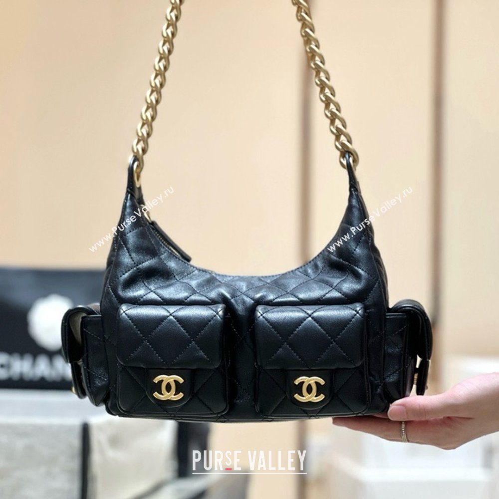 Chanel Lambskin Maxi Hobo Bag AS5339 Black 2025 Top Quality (SHUNY-25031914)