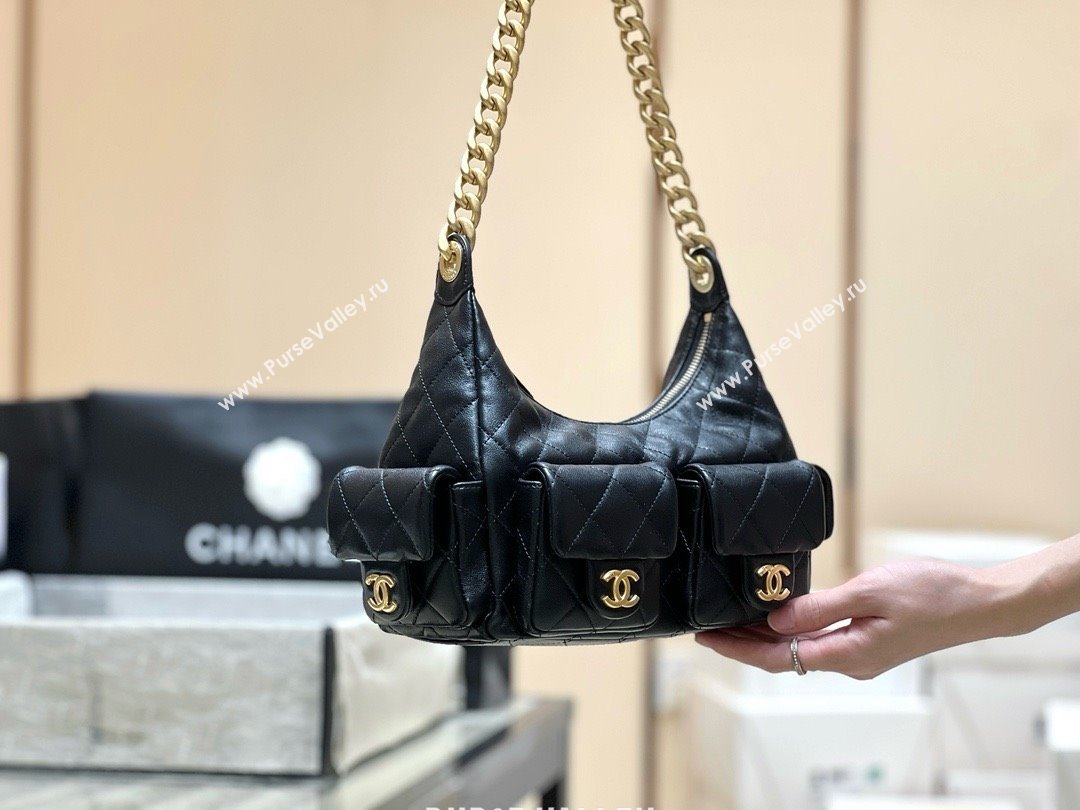 Chanel Lambskin Maxi Hobo Bag AS5339 Black 2025 Top Quality (SHUNY-25031914)