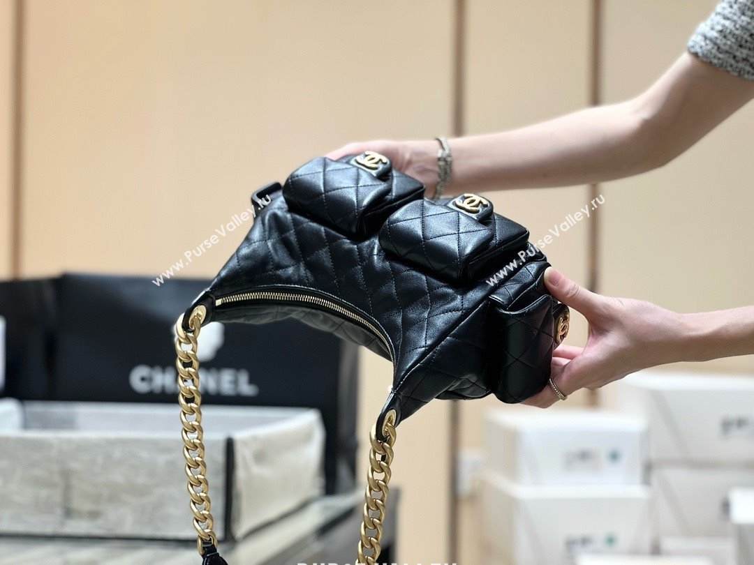 Chanel Lambskin Maxi Hobo Bag AS5339 Black 2025 Top Quality (SHUNY-25031914)