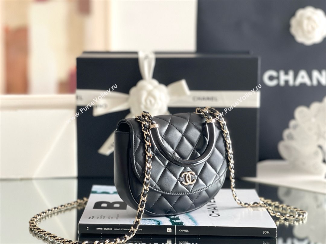 Chanel Mini Flap Bag with Top Handle in Gaiera Lambskin Black 2025 Top Quality (MHE-25031903)