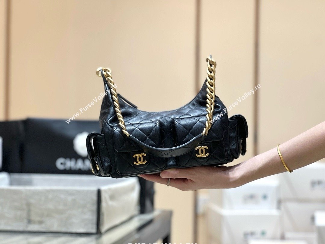 Chanel Lambskin Maxi Hobo Bag AS5339 Black 2025 Top Quality (SHUNY-25031914)