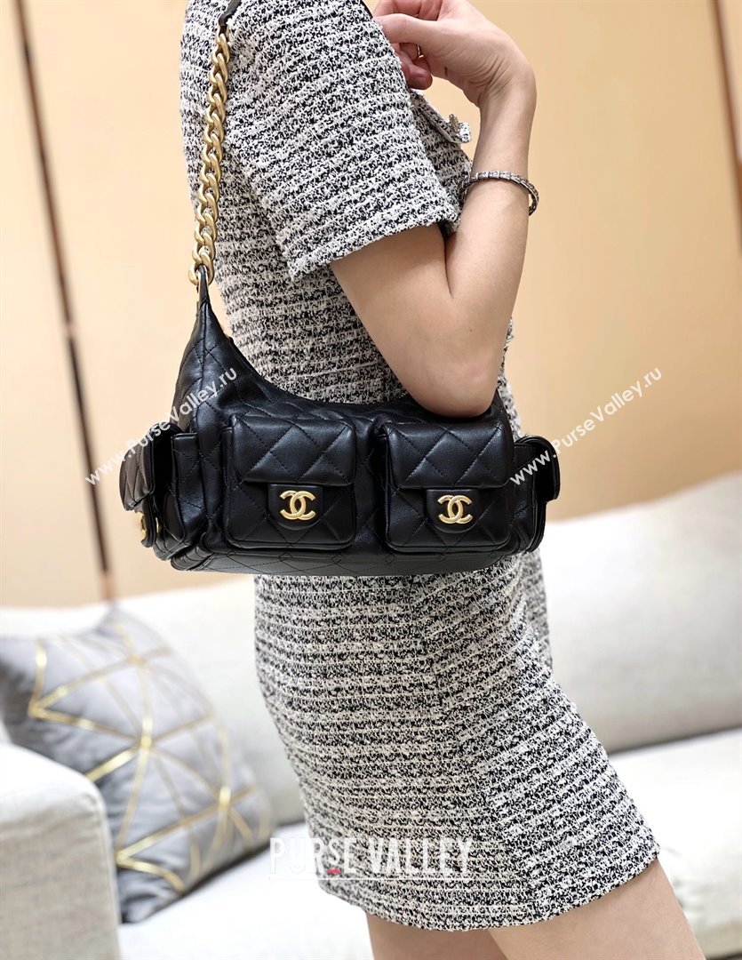 Chanel Lambskin Maxi Hobo Bag AS5339 Black 2025 Top Quality (SHUNY-25031914)