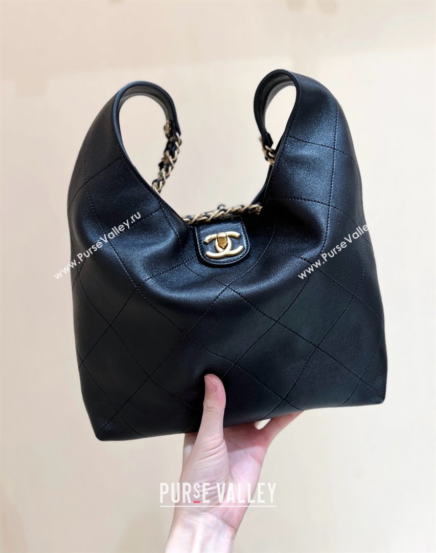 Chanel Medium Hobo Bag in Shiny Lambskin AS5425 Black 2025 Top Quality (SHUNY-25032001)