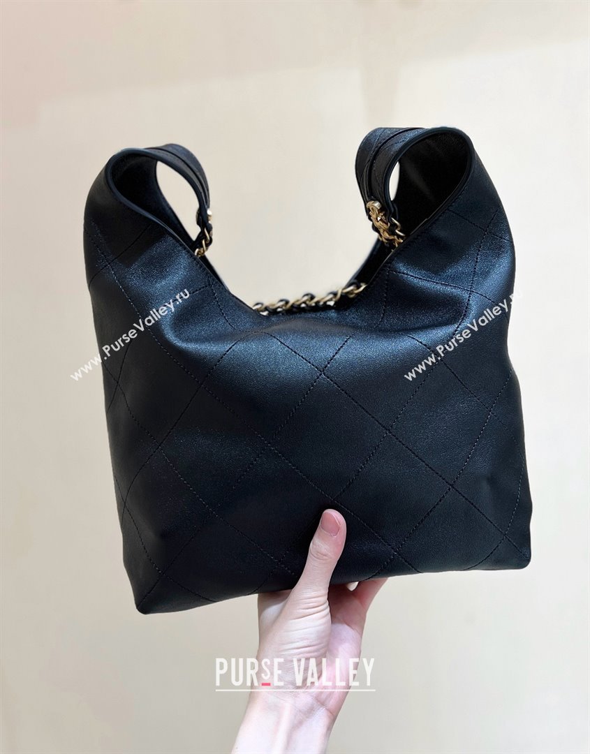 Chanel Medium Hobo Bag in Shiny Lambskin AS5425 Black 2025 Top Quality (SHUNY-25032001)
