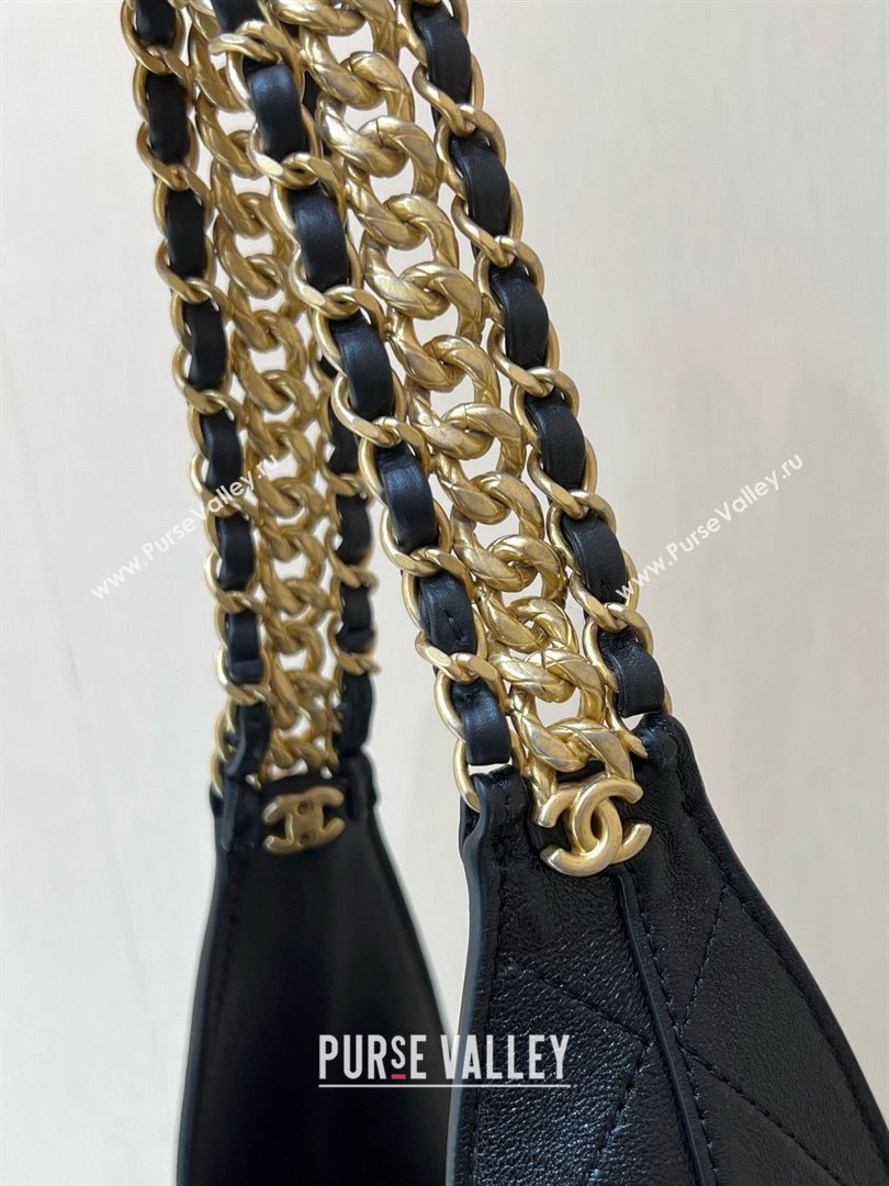 Chanel Medium Hobo Bag in Shiny Lambskin AS5425 Black 2025 Top Quality (SHUNY-25032001)